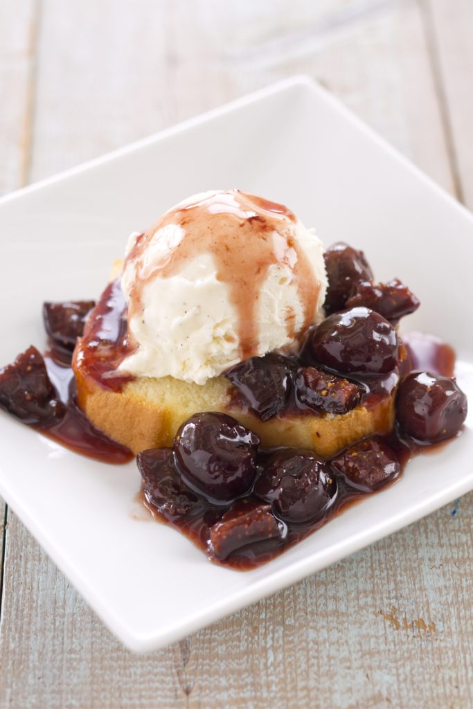 When in season, make fig cherry sauce for ice cream. If you’ve wondered how to make cherry sauce from fresh cherries, it’s easy and the flavor is fresh.