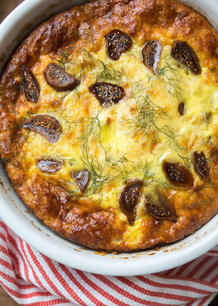 Brunch well with make ahead quiche. Thinly shaved fennel and plump fig morsels mix with goat cheese in our crustless make ahead quiche recipe.