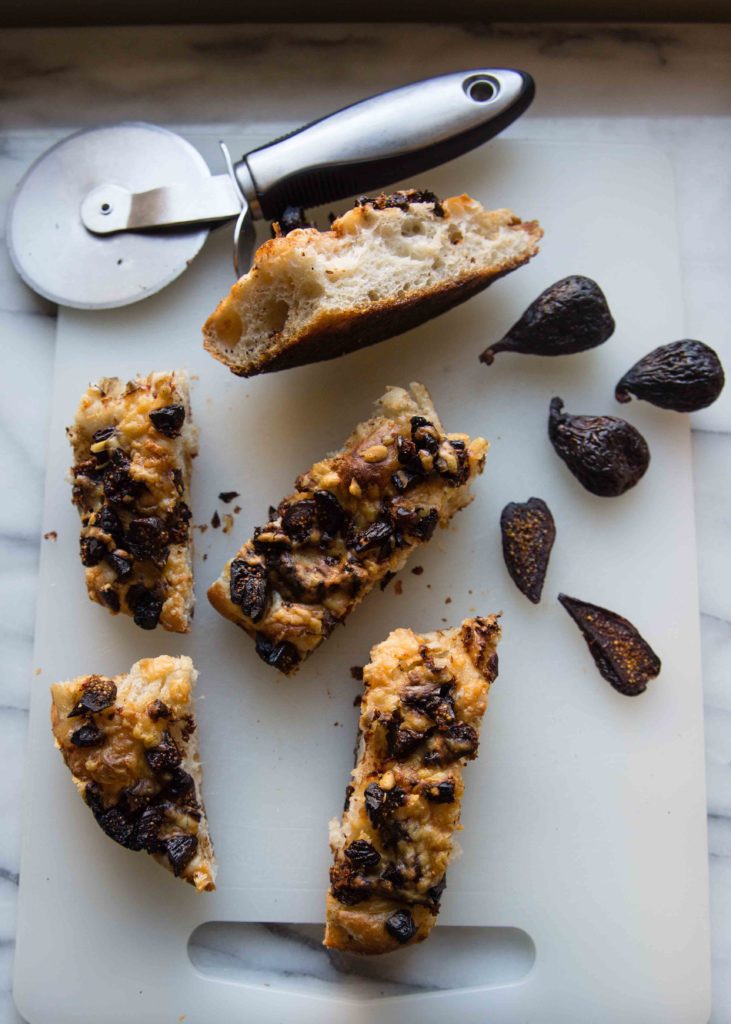 Focaccia recipes bake flatbread to serve in strips as an appetizer or alternative to rolls. Gruyere makes dried fig focaccia perfect for cheese boards.