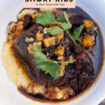 braised beef short ribs with red wine in figs
