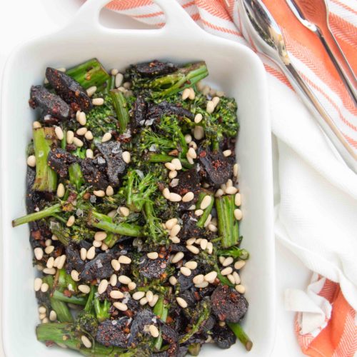 Garlicky Sauteed Broccoli Rabe with Dried Figs and Pine Nuts