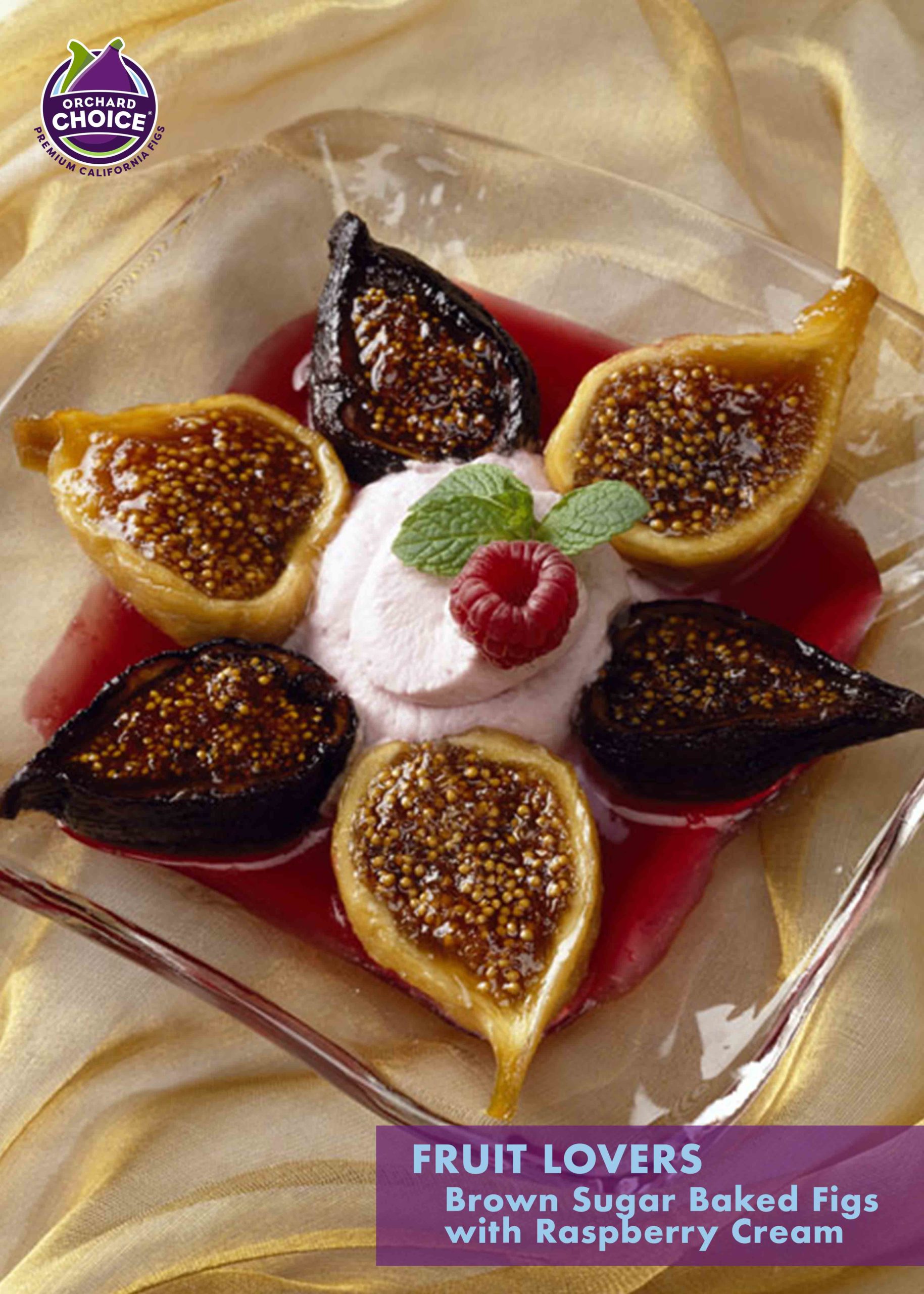 Baked Figs with Brown Sugar and Raspberry Cream
