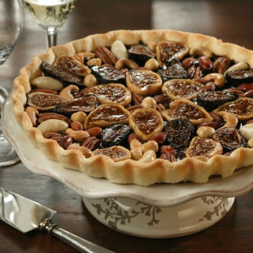 chocolate ganache tart with glazed figs