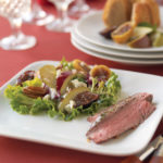 flank steak ribbons with pear fig salad