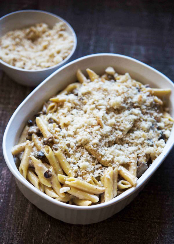 Making your own mac and cheese at home is simple and our four cheese penne pasta with figs gets baked for a few minutes resulting in a cheesy golden crust.