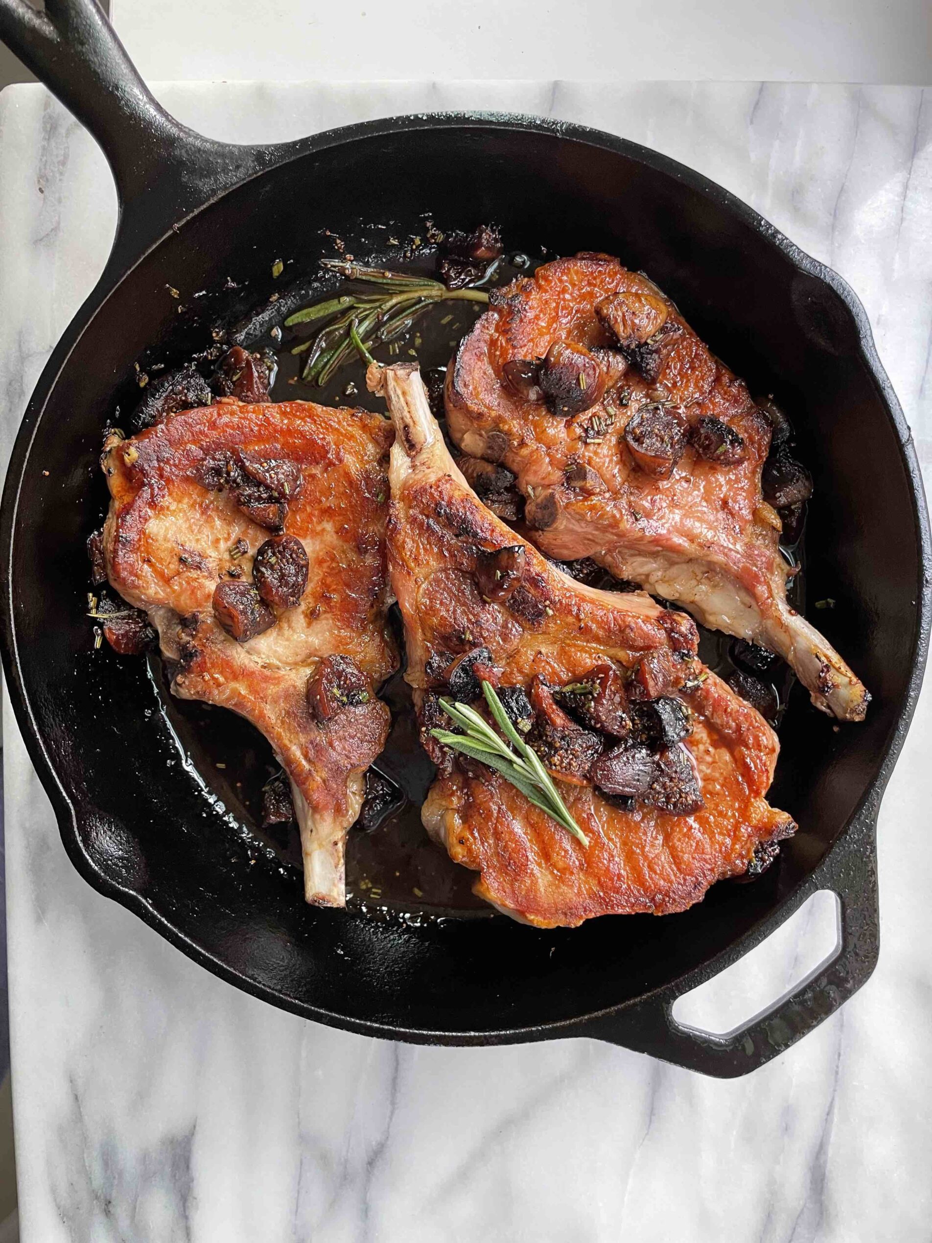 Fig Port Wine Reduction Sauce with Pan Seared Pork Chops