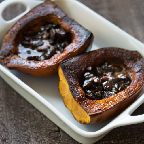 Roast Acorn Squash + Rosemary Dried Fig Compote