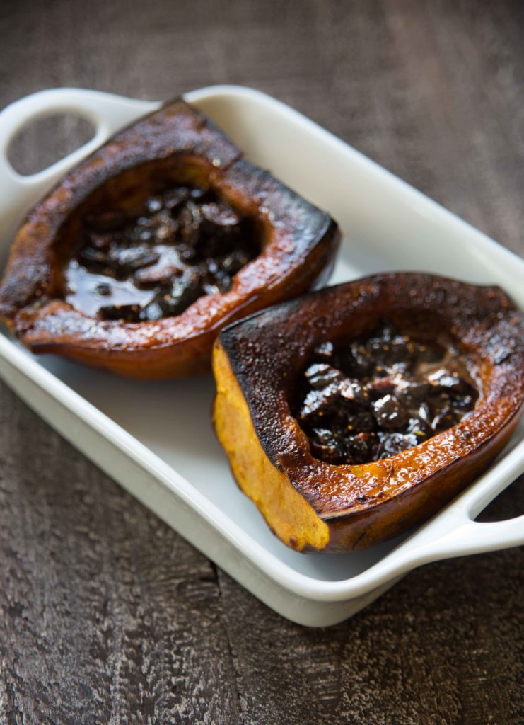 Roast acorn squash is a perfect winter side dish. Acorn squash recipes are hearty and filling—just spoon on rosemary dried fig compote for something special.