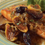 roasted salmon fillets with caramelized onion and figs