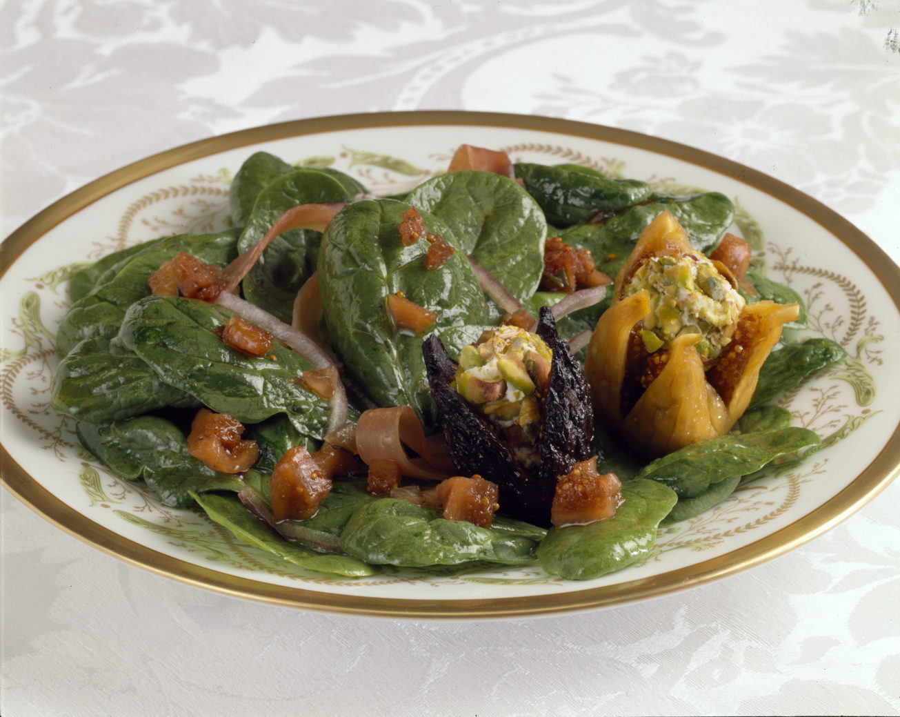 Spinach Salad with Stuffed Figs