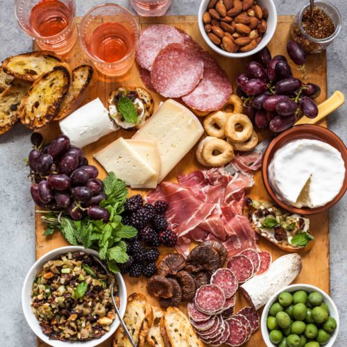 charcuterie board with dried fig relish