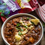 The best chili recipe to make with leftover Thanksgiving turkey is this Texas chili recipe. Thickened with dried figs, you can also use ground meat too.
