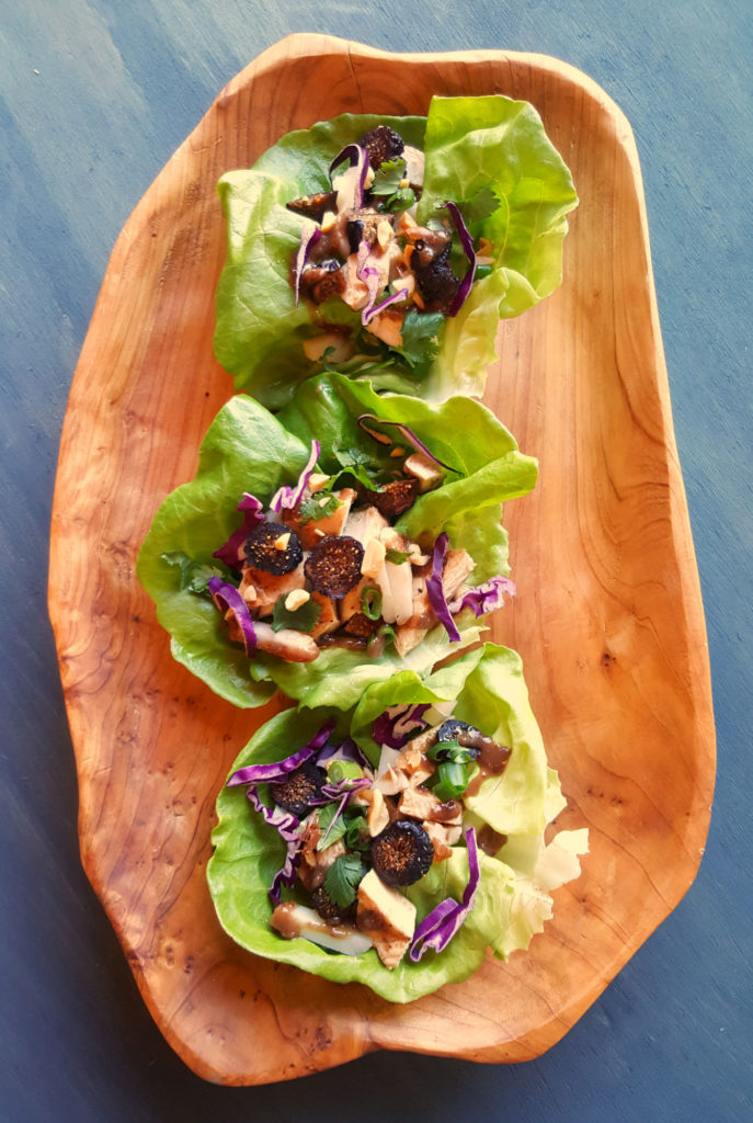 When it's too hot to turn on the oven, turn to this lettuce wrap recipe. California Figs add a touch of sweetness to grilled chicken lettuce wraps.