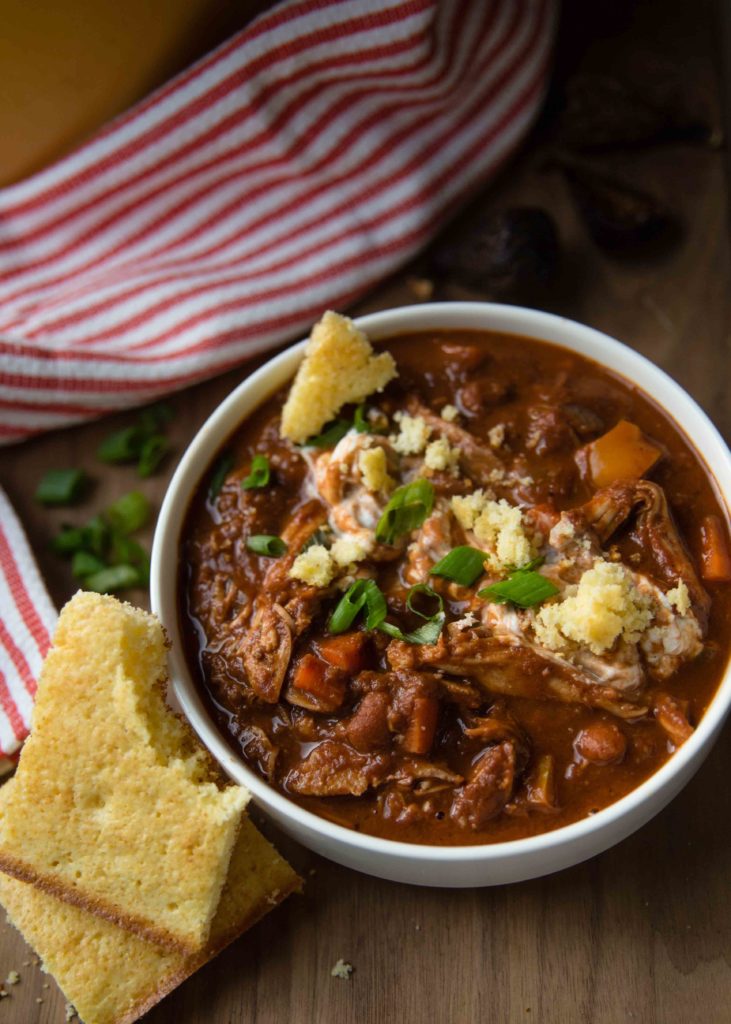 Figgy Chili made with leftover turkey will warm you up and is the best Texas chili recipe to use after you shred the turkey from Thanksgiving.