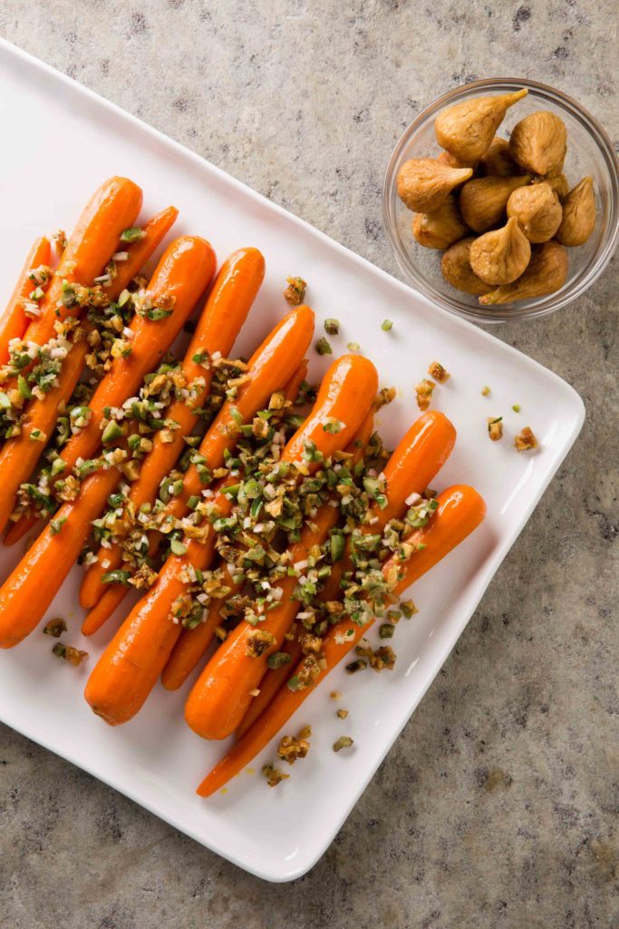 Slow cooked whole carrots are one of our favorite side dish fig recipes to serve during the autumn.
