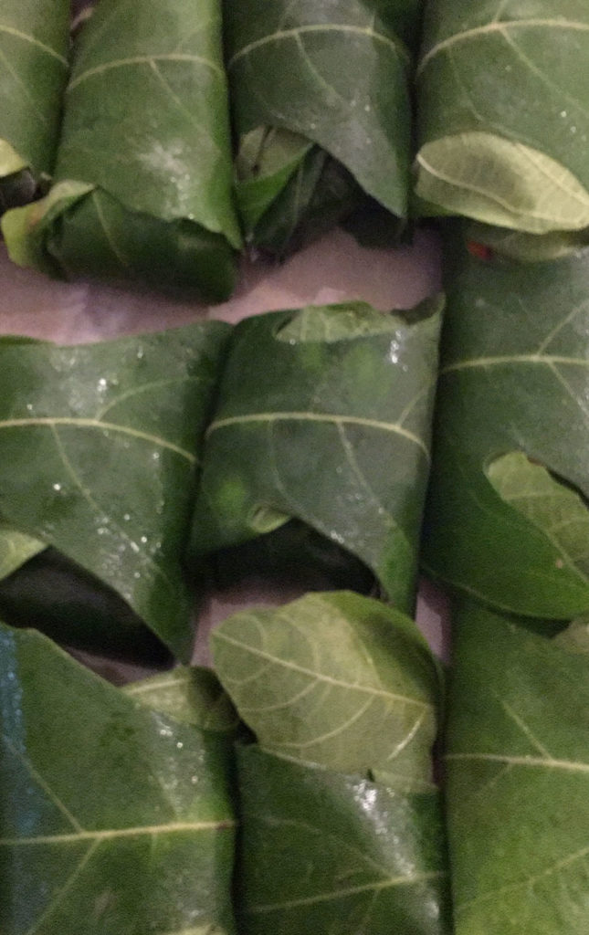 salmon wrapped in fig leaves