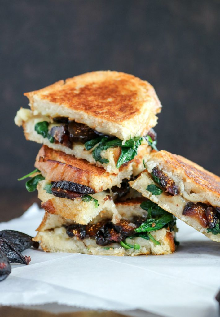 Spinach, Brie Grilled Cheese with Figs