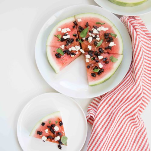 Sliced Watermelon Salad and Fig Balsamic Glaze