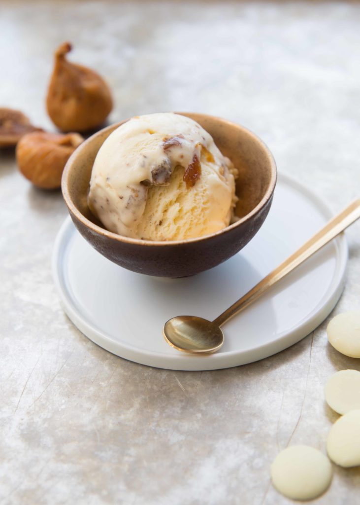 White Chocolate Ice Cream with Spiced Candied Figs