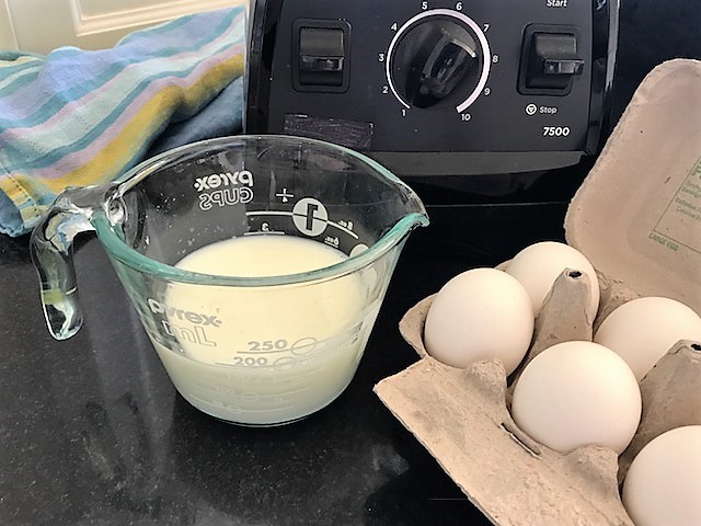 blending eggs and milk