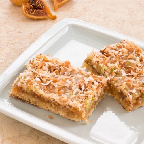 It might be a little cheeky, but lime in the coconut fig bars are fun and tropical. Make these buttery, nutty lime coconut fig bars recipe for teatime.