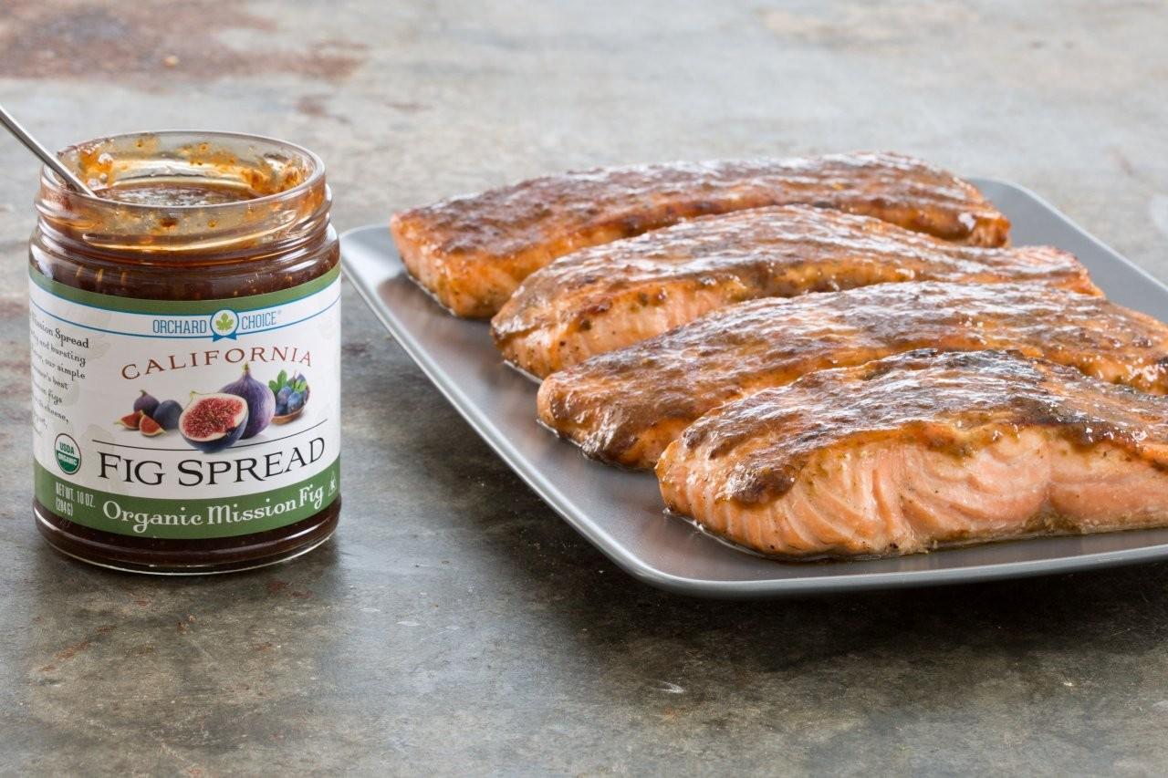 sweet and saucy charcoal grilled salmon with lime fig glaze