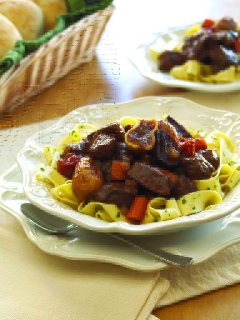 Mediterranean Beef Stew with California Figs, Red Wine and Olives