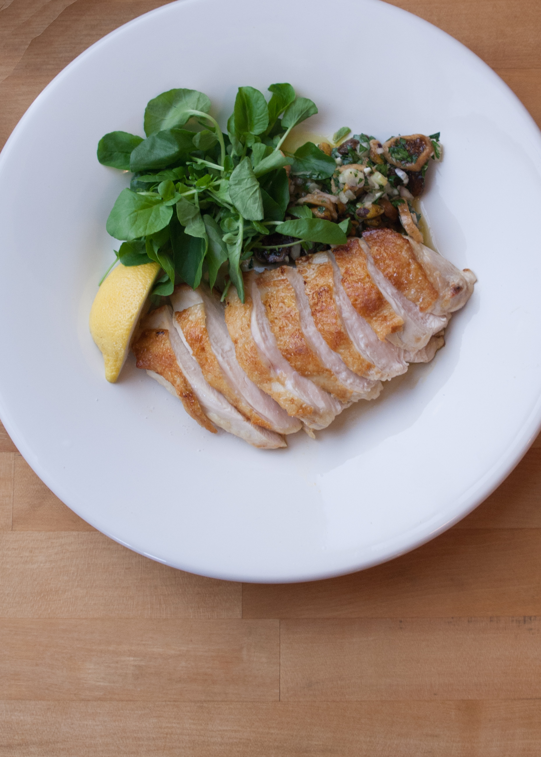 Chicken and Figs Recipe with Pistachio Lemon Shallot Relish