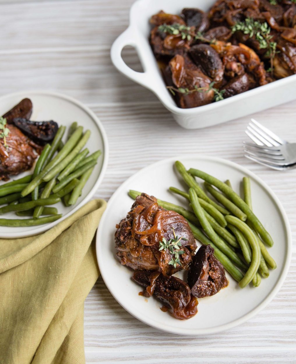 slow cooked cider braised chicken with figs
