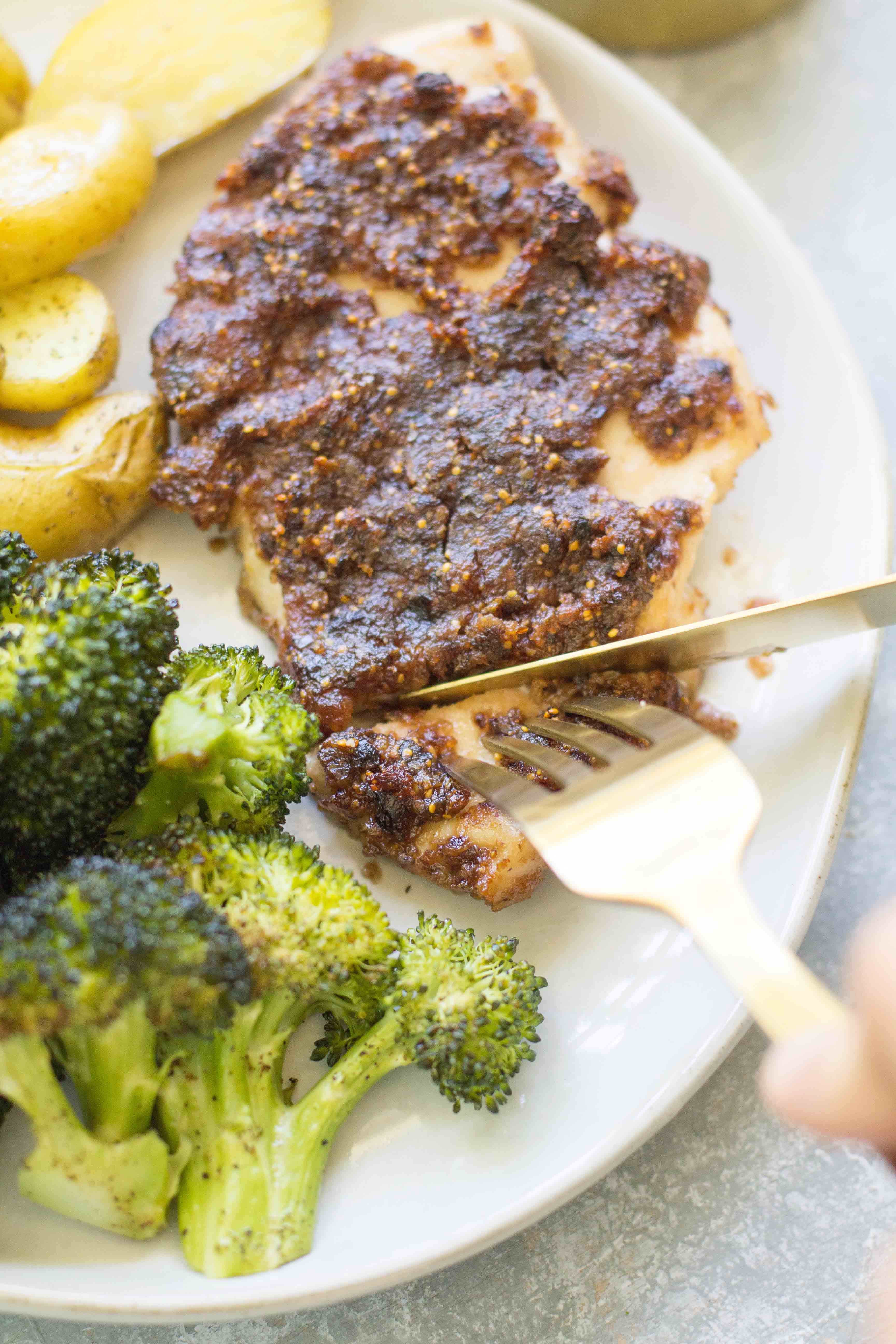 mustard fig chicken sheet pan