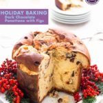 Holiday baking of chocolate panettone bread with California dried mission figs