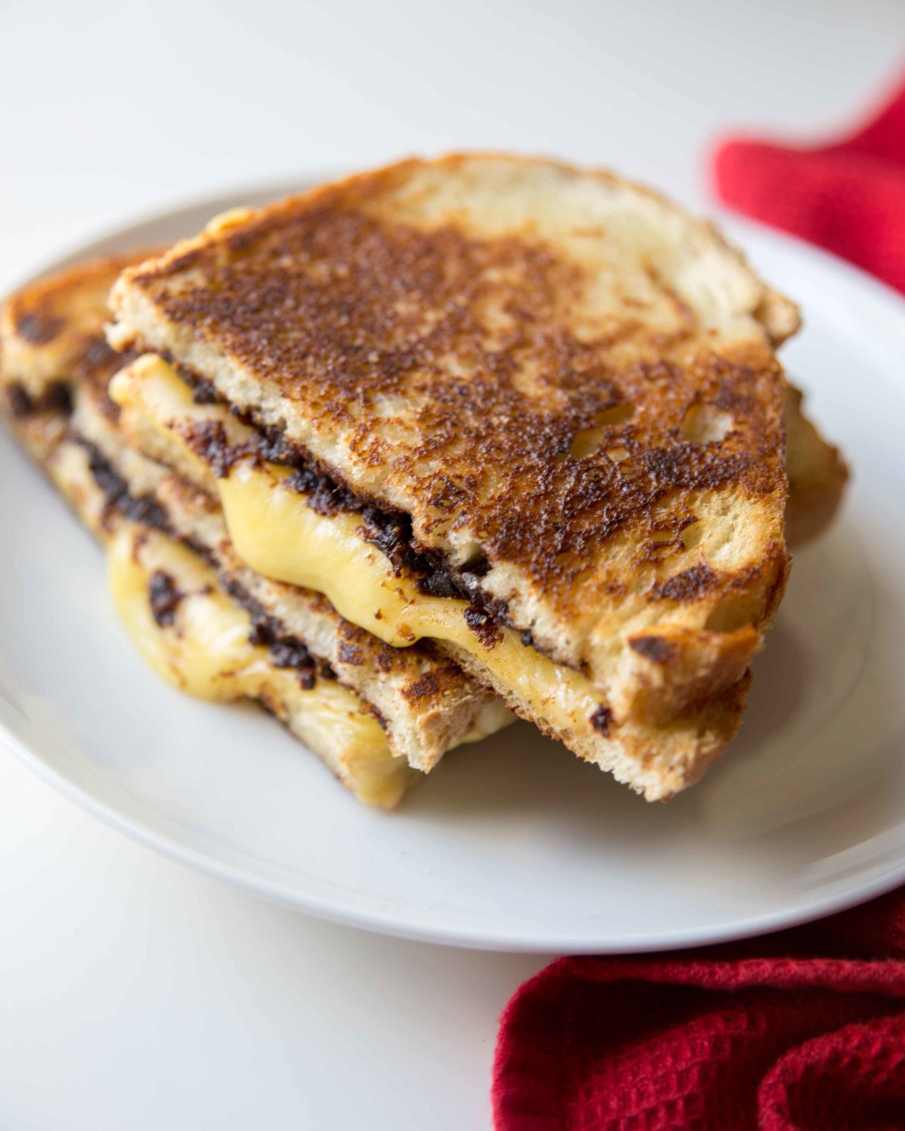 Make gourmet grilled cheese at home with easy balsamic fig jam. When you make grilled cheese with mayo the bread gets golden and crisp.