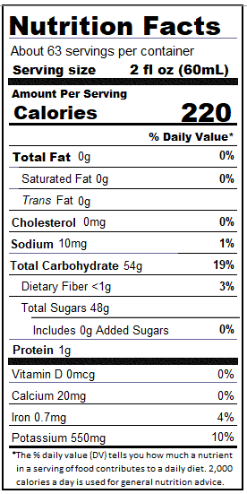 mission fig concentrate nutrition label