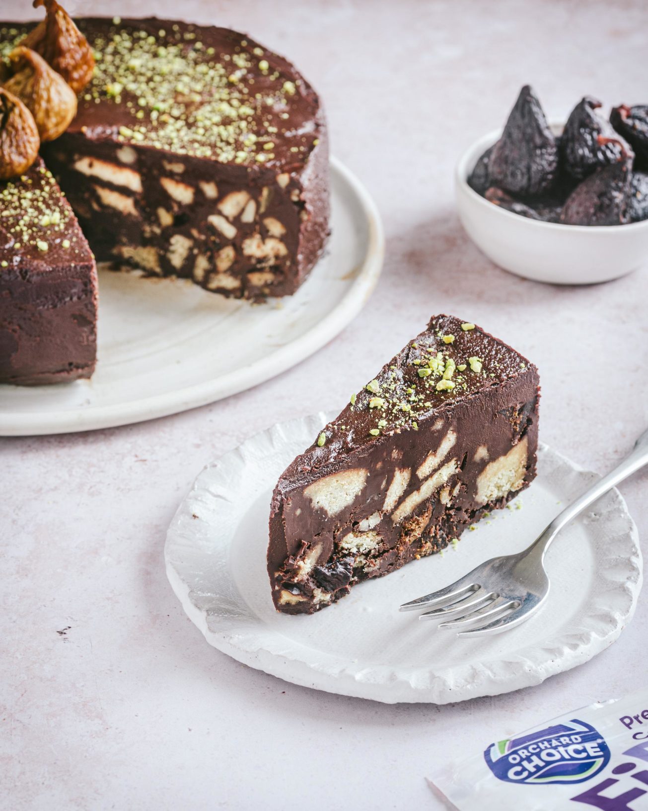 “Mosaic” No Bake Chocolate Cake Recipe with Biscuits & Figs