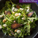Baby arugula adds a slight peppery flavor to salad tossed together by Joanne Weir with dried figs, cabrales cheese, and Marcona Spanish almonds.