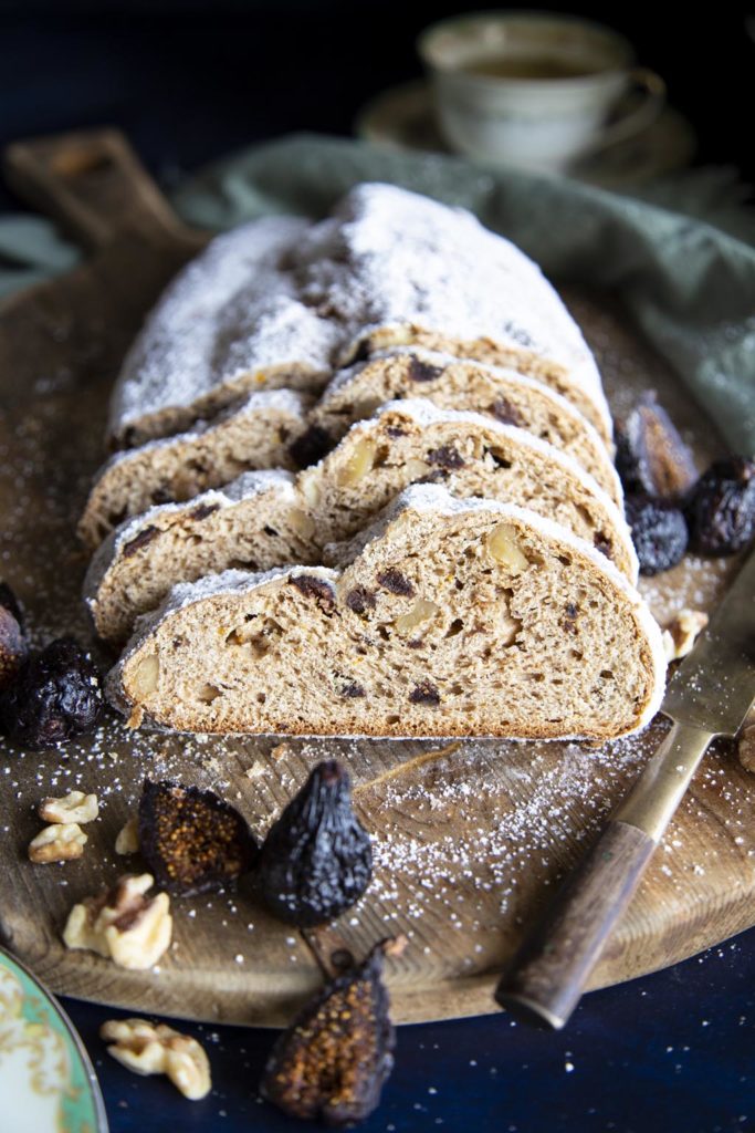 Every holiday season it's time to bake this Christmas stollen recipe. Full of figs and warm spices, give a gift of homemade stollen bread.