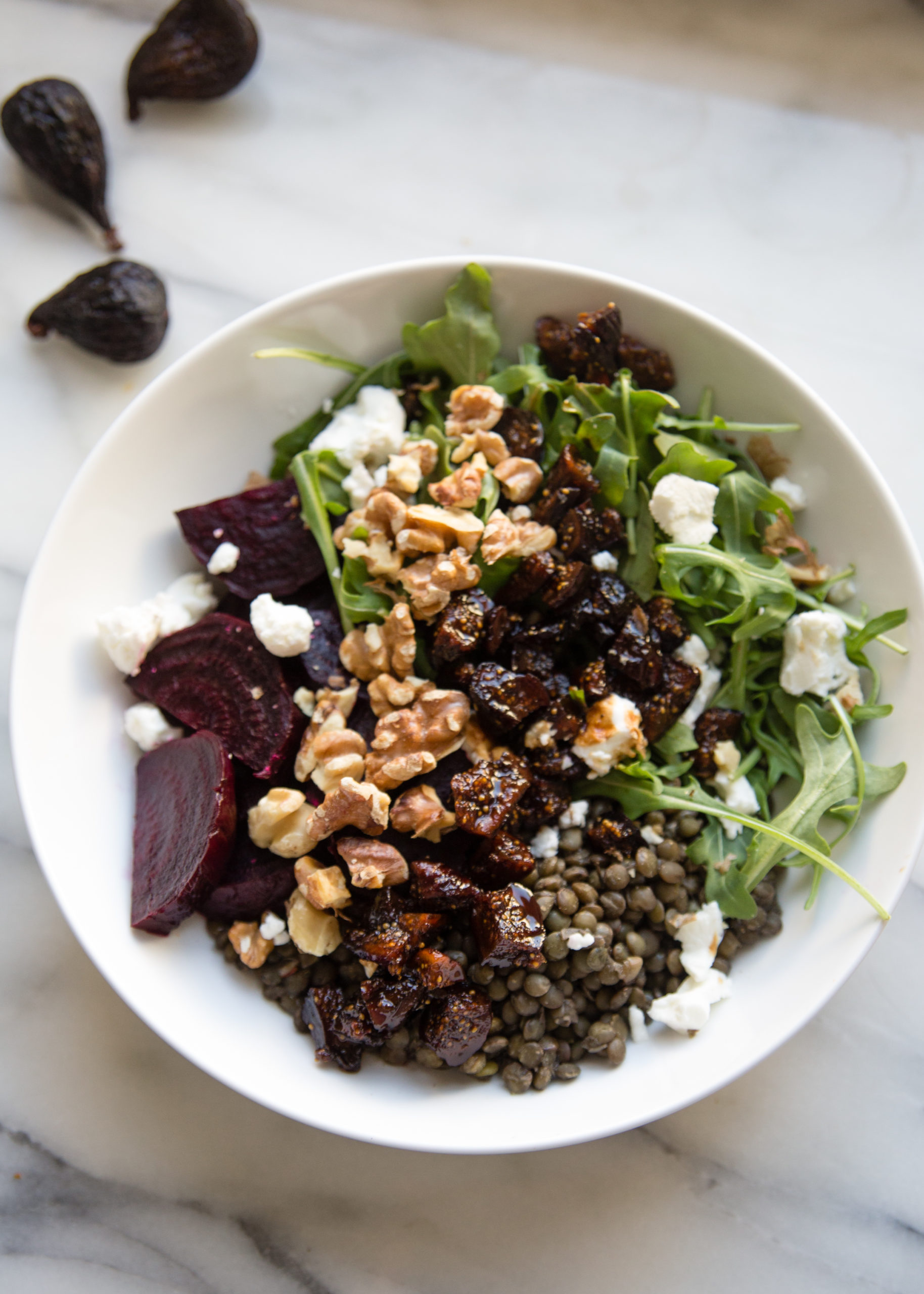 Warm Lentil Salad with Beets + Balsamic Figs - Valley Fig Growers
