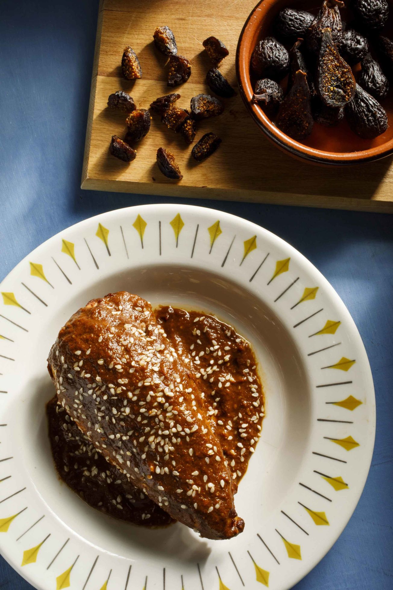 There are different kinds of mole sauce recipes. Try chicken in fig mole sauce for a twist on taste and see how the dried figs add texture too.
