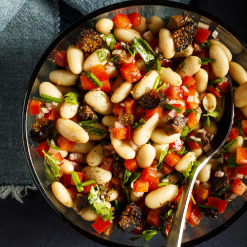 cannellini bean salad with red bell pepper and figs