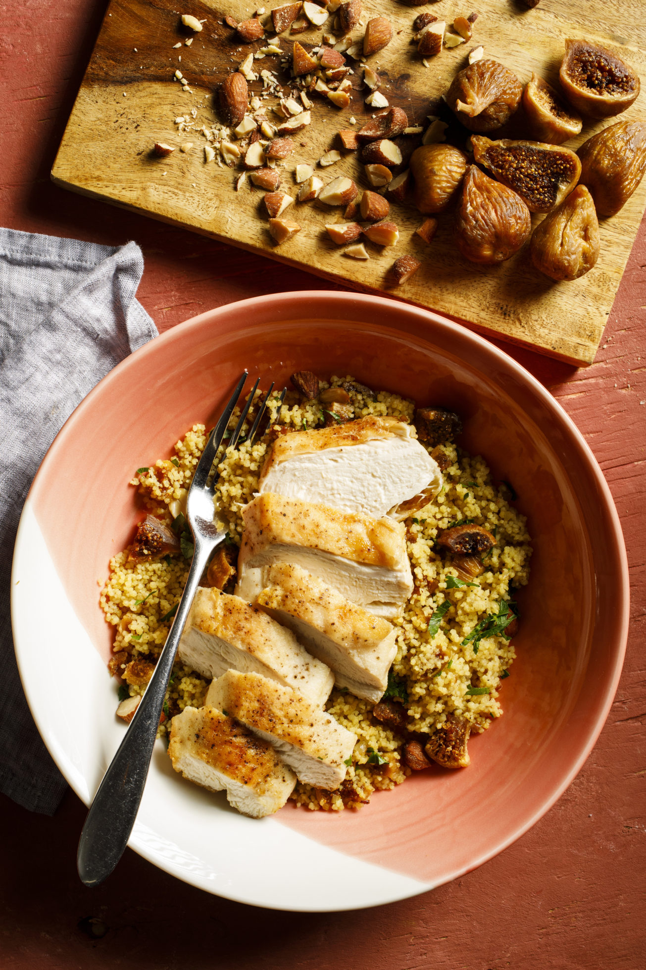 chicken couscous with figs and smoked almonds