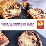 Slices of berry fig cinnamon babka