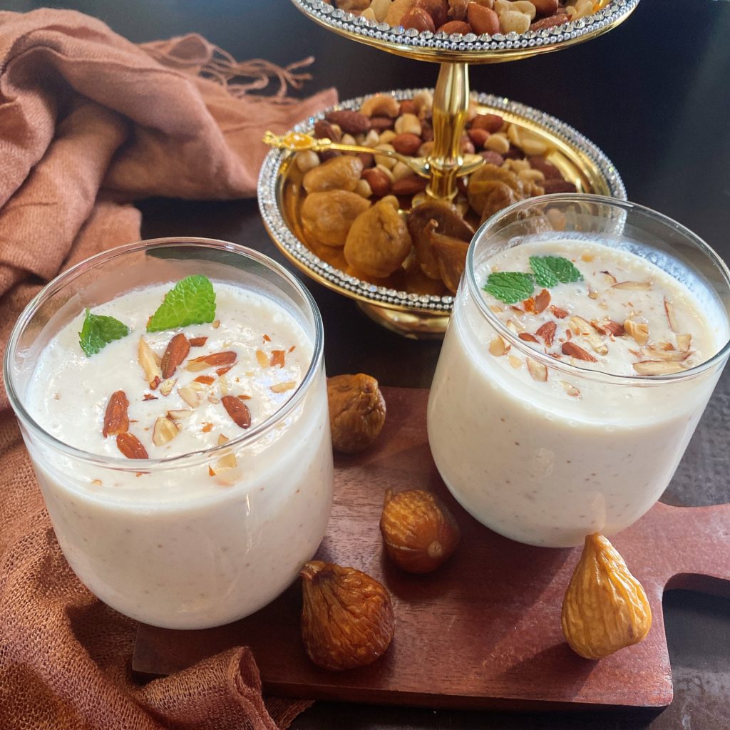 Quench your thirst with an energizing yogurt drink full of nutrients. This Fig Lassi is refreshing on hot days and a great healthy snack.