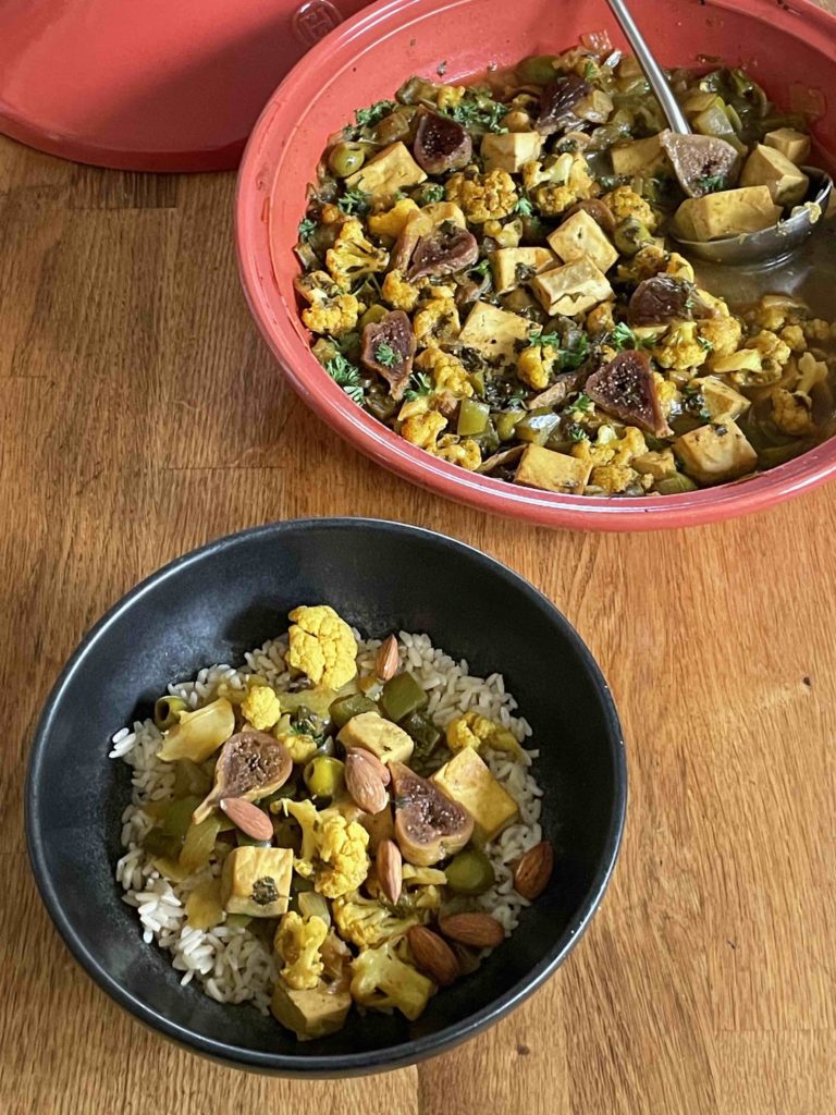 What to cook in a tagine: fig cauliflower tofu tagine