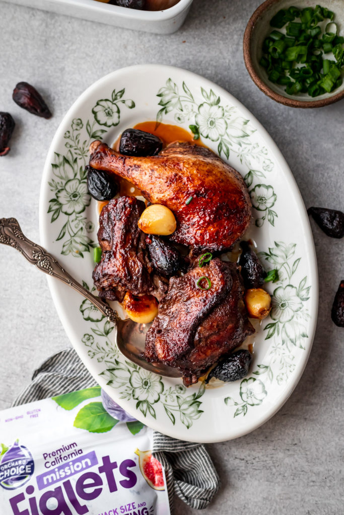 Roasted duck is popular for celebrations like Chinese New Year. The dried figs are the best part of this Chinese roasted duck recipe. 