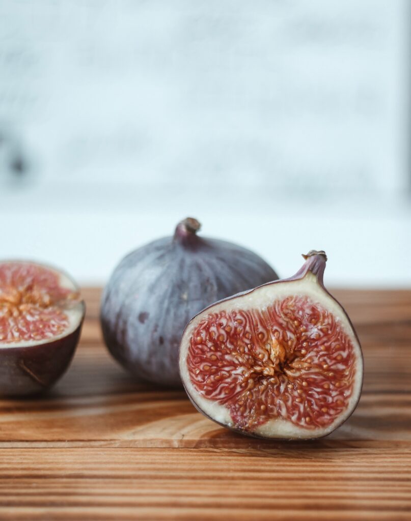 Figs in the news—fresh mission figs cut in half