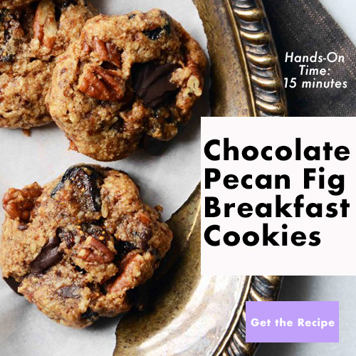Breakfast recipes with figs: chocolate pecan fig breakfast cookies