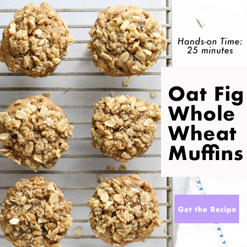 Breakfast recipes with figs: whole wheat oat muffins with figs