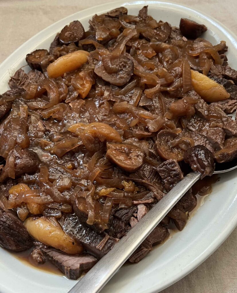 For Rosh Hashanah make this braised brisket recipe inspired by Leah Koenig's mother with a twist of adding in dried apricots and dried figs.