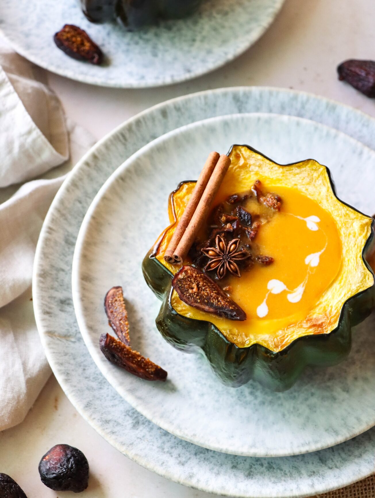 Have you ever tried dried figs for soup? This acorn squash soup recipe taste like autumn. Serve in acorn squash bowls for a festive look.