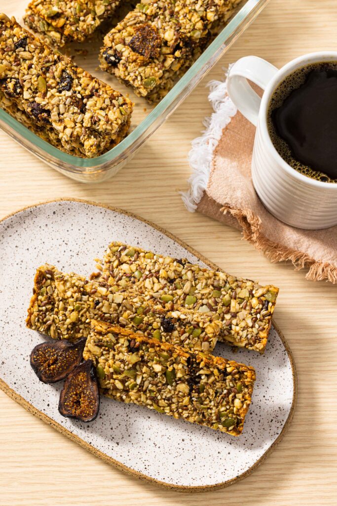 Paleo fig and nut bars are the high protein dairy free snacks you can make at home and nosh on at breakfast or throughout the day.